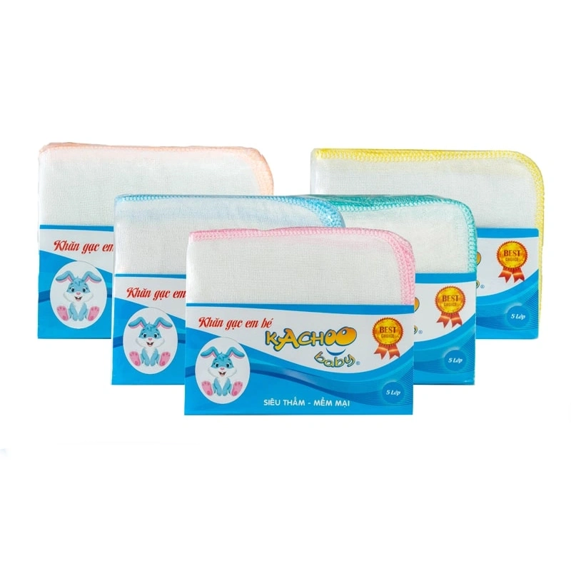 Set 10 cái khăn sữa cotton KACHOOBABY 5 lớp 26x31 cm - Màu ngẫu nhiên 2