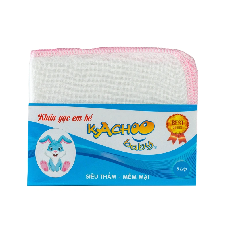 Set 10 cái khăn sữa cotton KACHOOBABY 5 lớp 26x31 cm - Màu ngẫu nhiên 5