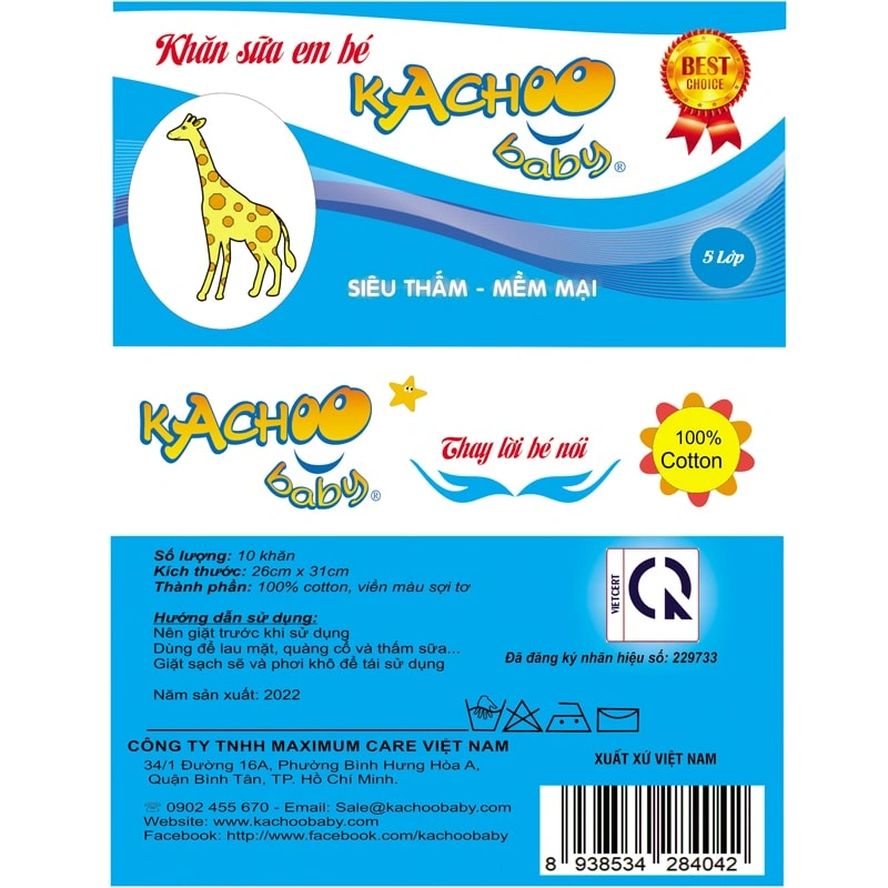 Set 10 cái khăn sữa cotton KACHOOBABY 5 lớp 26x31 cm - Màu ngẫu nhiên 7