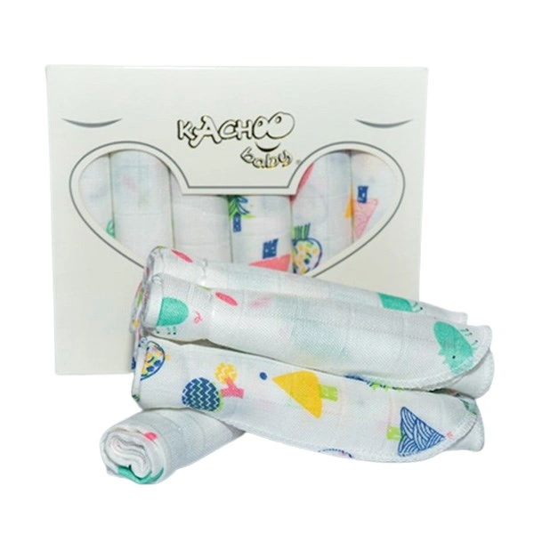 Set 6 cái khăn sữa sợi tre KACHOOBABY 4 lớp 30x30 cm - Màu trắng 1