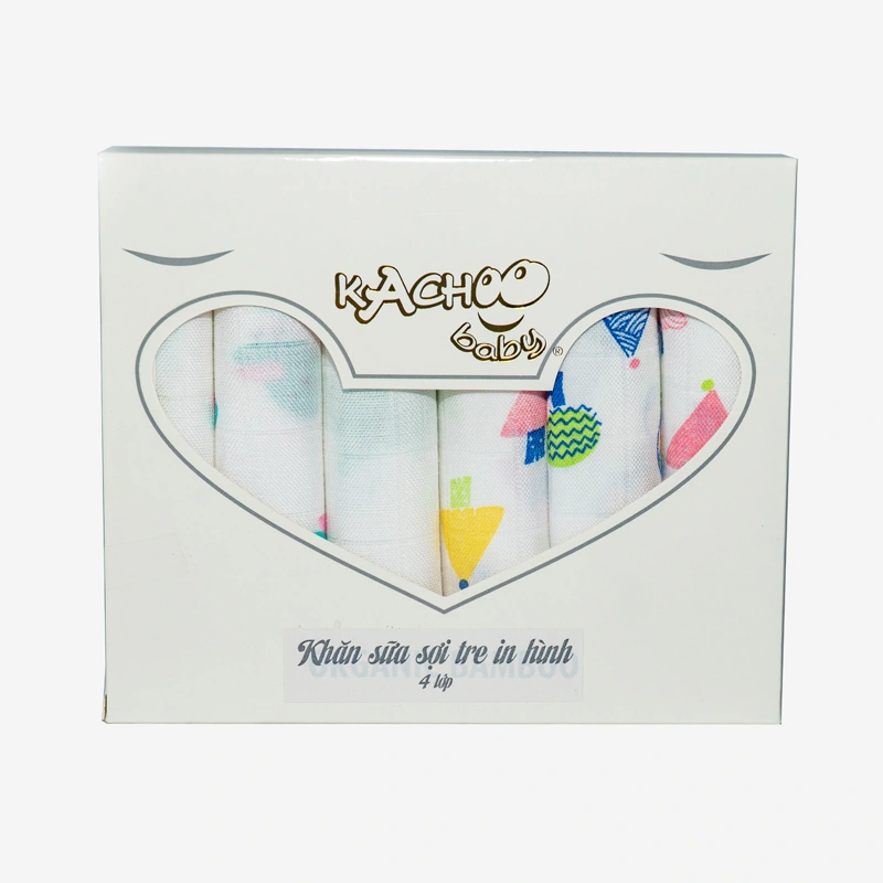 Set 6 cái khăn sữa sợi tre KACHOOBABY 4 lớp 30x30 cm - Màu trắng 5