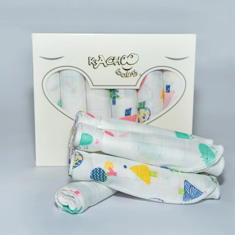 Set 6 cái khăn sữa sợi tre KACHOOBABY 4 lớp 30x30 cm - Màu trắng 4