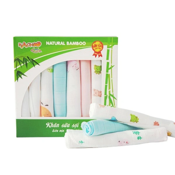 Set 8 khăn sữa KACHOOBABY sợi tre màu ngẫu nhiên