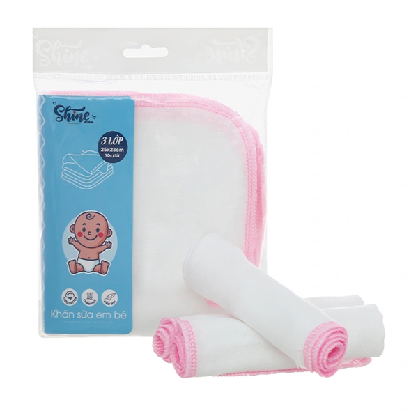 Set 10 cái khăn sữa cotton SHINE KS-15 3 lớp 25x28 cm - Màu trắng 1
