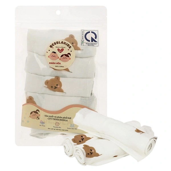 Set 5 cái khăn sữa cotton Bessla 2 lớp 30x30 cm - Hình thú 7