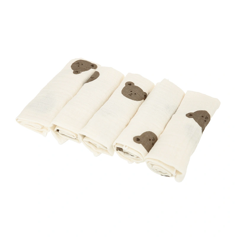 Set 5 cái khăn sữa muslin Bessla 2 lớp 27x27 cm - Hình thú 13