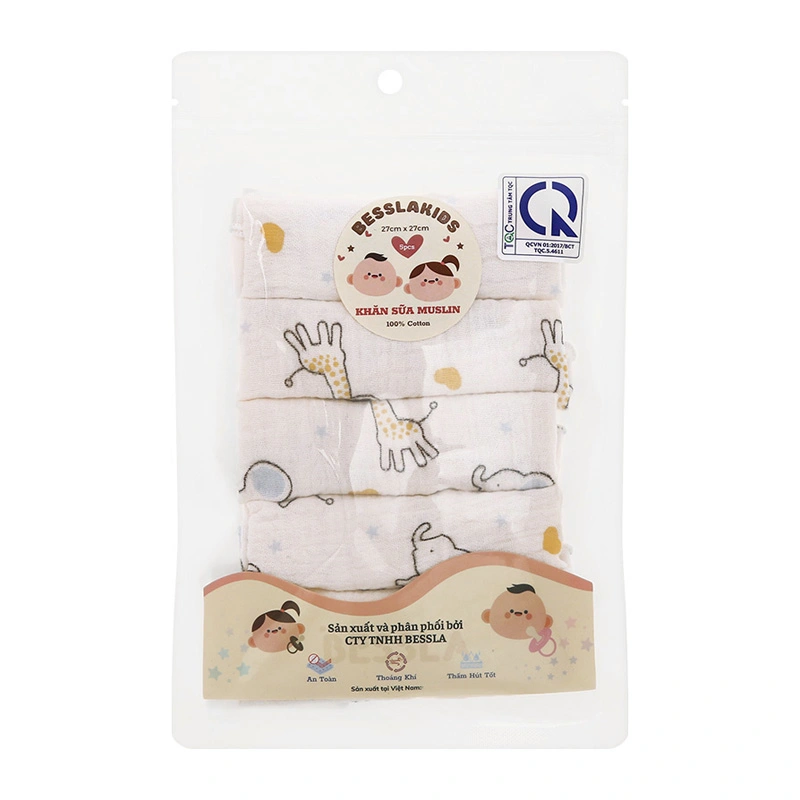 Set 5 cái khăn sữa muslin Bessla 2 lớp 27x27 cm - Hình thú 7