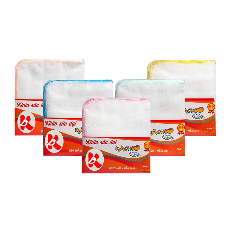 Set 5 cái khăn sữa cotton KACHOOBABY 4 lớp 37x40 cm - Màu ngẫu nhiên 2