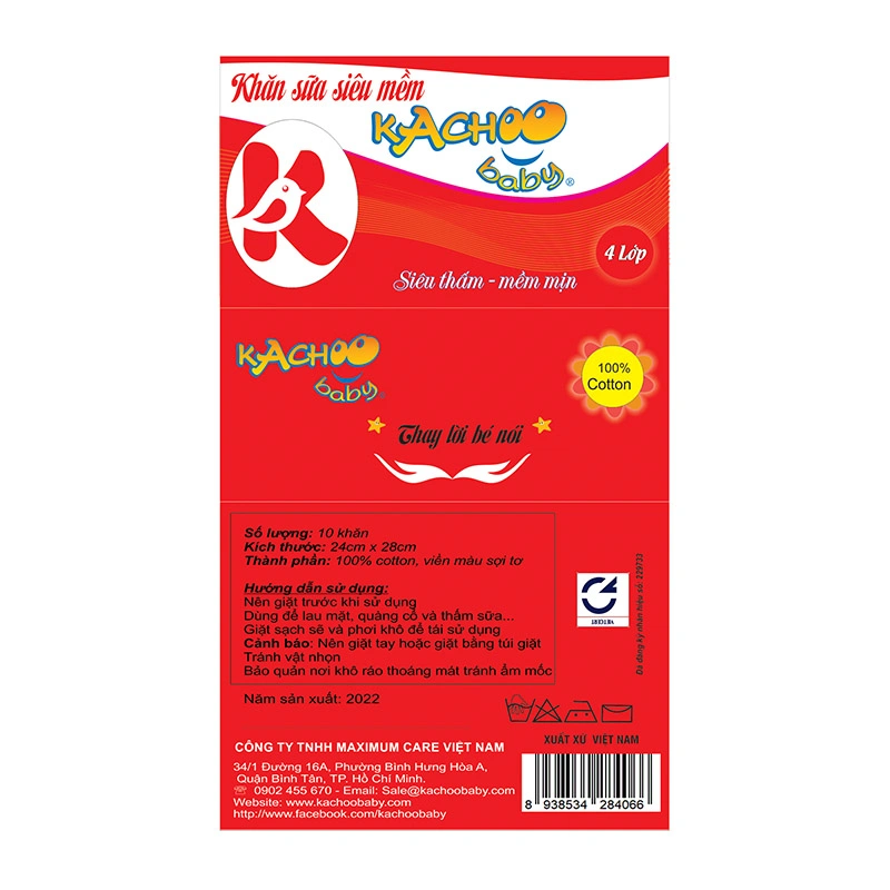 Combo 2 gói khăn sữa cotton KACHOOBABY 4 lớp 24x28 cm - Màu ngẫu nhiên 13