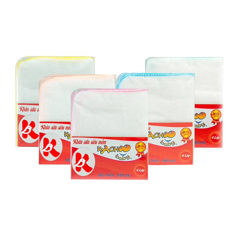 Combo 2 gói khăn sữa cotton KACHOOBABY 4 lớp 24x28 cm - Màu ngẫu nhiên 8