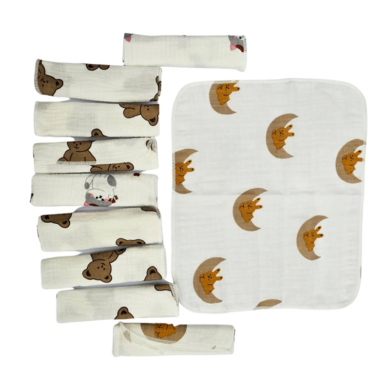 Set 10 cái khăn sữa cotton KACHOOBABY 2 lớp 24x28 cm - Màu ngẫu nhiên 2