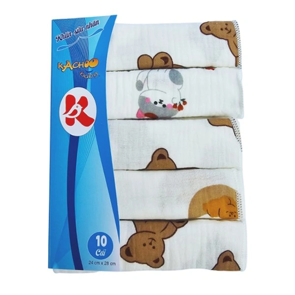 Set 10 cái khăn sữa cotton KACHOOBABY 2 lớp 24x28 cm - Màu ngẫu nhiên 1