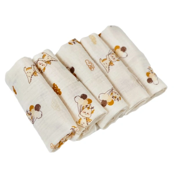 Set 5 cái khăn sữa cotton Bessla 2 lớp 27x27 cm - Rồng 1
