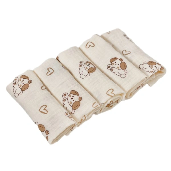 Set 5 cái khăn sữa cotton Bessla 2 lớp 27x27 cm - Rồng 8