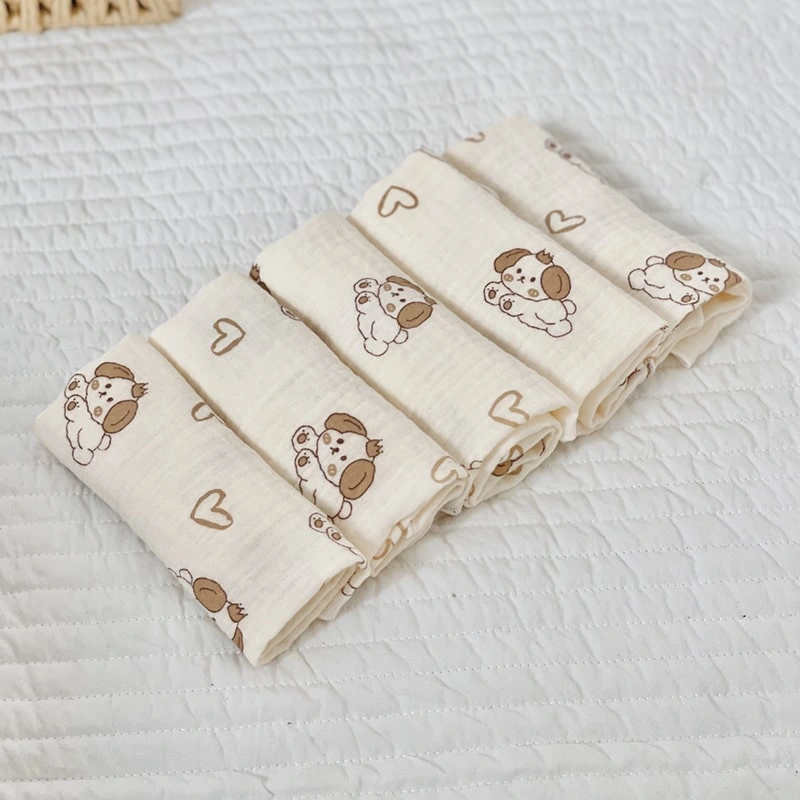 Set 5 cái khăn sữa cotton Bessla 2 lớp 27x27 cm - Rồng 13