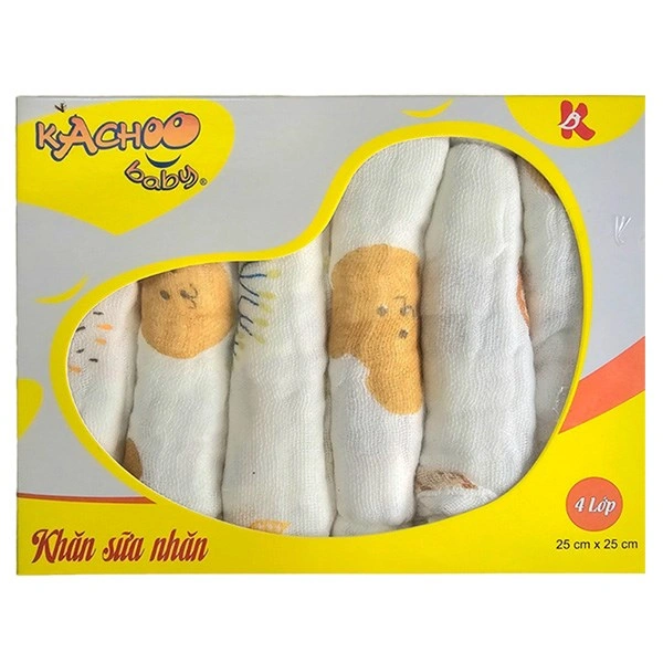 Set 6 cái khăn sữa cotton KACHOOBABY 4 lớp 25x25 cm - Hoạ tiết ngẫu nhiên 1