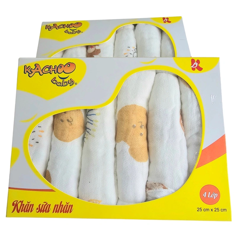 Set 6 cái khăn sữa cotton KACHOOBABY 4 lớp 25x25 cm - Hoạ tiết ngẫu nhiên 2