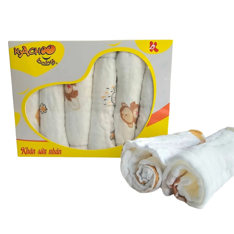 Set 6 cái khăn sữa cotton KACHOOBABY 4 lớp 25x25 cm - Hoạ tiết ngẫu nhiên 3