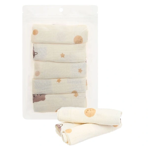 Set 5 cái khăn sữa muslin Bessla 2 lớp 20x20 cm - Gấu vũ trụ 1