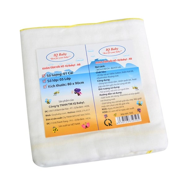 Khăn tắm cotton IQ Baby 5 lớp 80x90 cm - Màu ngẫu nhiên 1