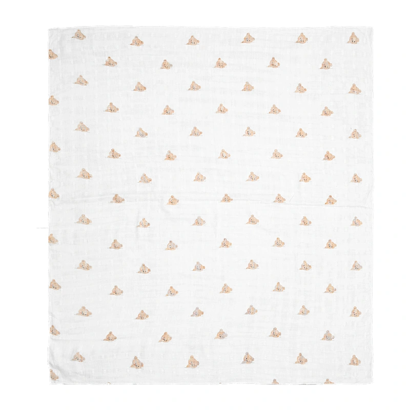 Khăn tắm cotton Bessla 2 lớp 90x100 cm - Gấu nghiêng mặt 4