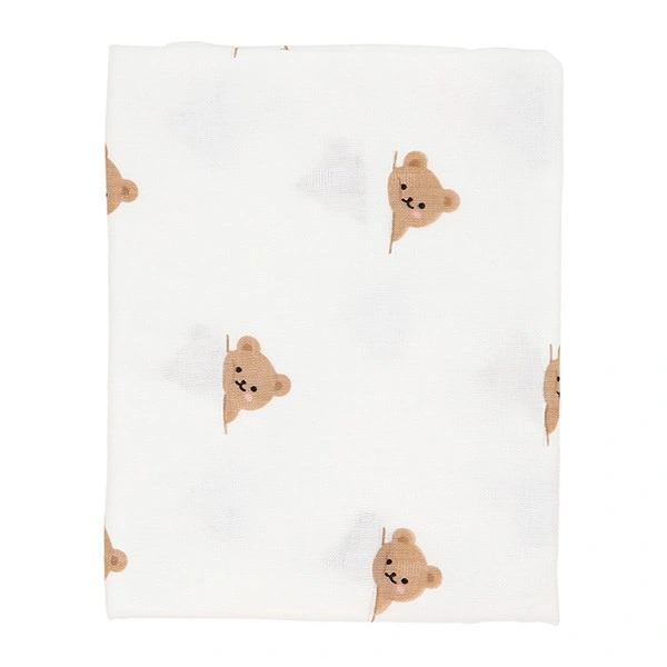 Khăn tắm cotton Bessla 2 lớp 90x100 cm - Gấu nghiêng mặt 1