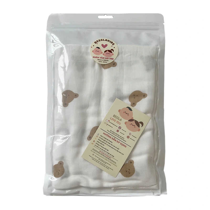 Khăn tắm sợi tre Bessla 2 lớp 90x100 cm - Hoa tulip 14