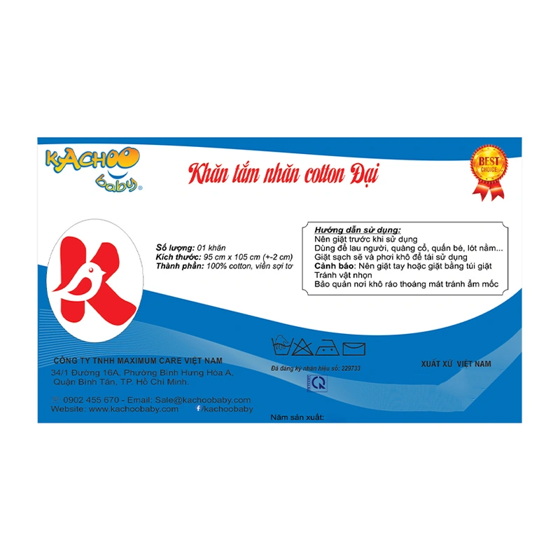 Khăn tắm nhăn cotton KACHOOBABY 4 lớp 95x105 cm - Màu ngẫu nhiên 7