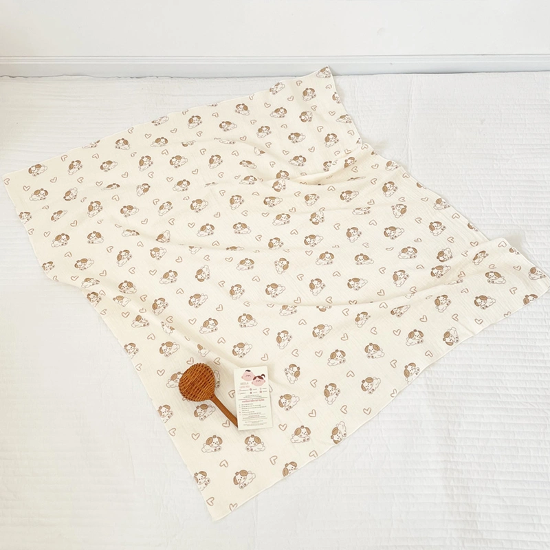 Khăn tắm cotton Bessla 2 lớp 90x100 cm - Cún trái tim 3