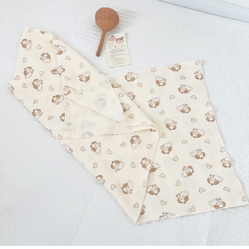 Khăn tắm cotton Bessla 2 lớp 90x100 cm - Cún trái tim 4