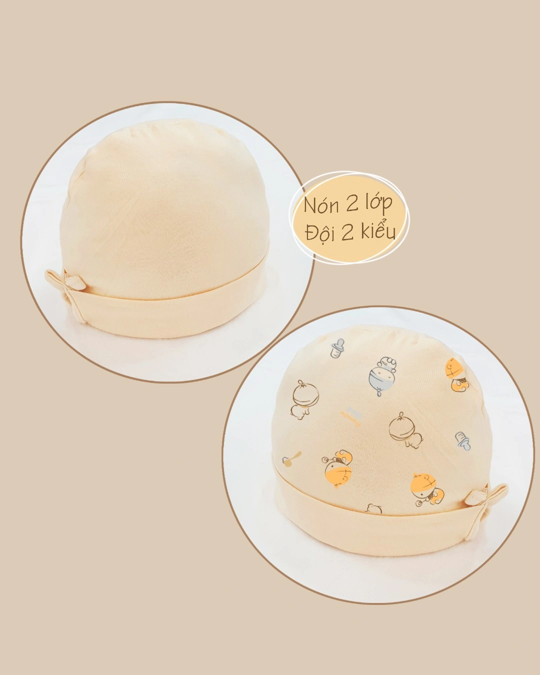 Nón sơ sinh 2 lớp in họa tiết BabyMommy - Màu ngẫu nhiên (0 - 6 tháng) 5
