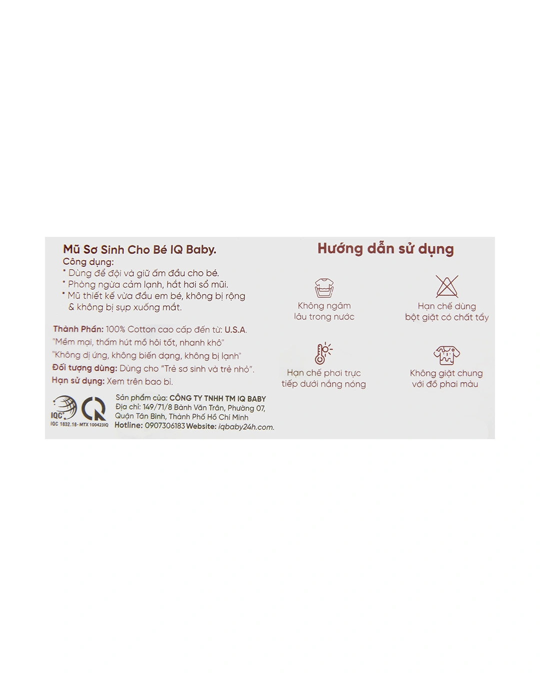 Nón sơ sinh in hình sao băng xanh IQ Baby màu trắng (0 - 6 tháng) 7