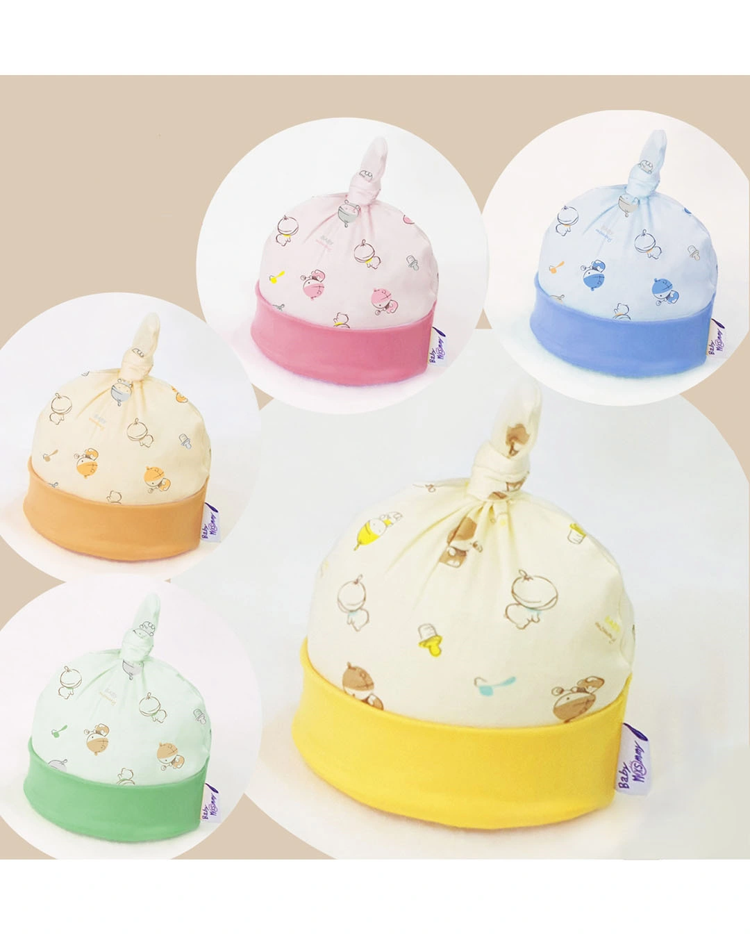 Set nón, bao tay bao chân BabyMommy bo in họa tiết em bé - Màu ngẫu nhiên (0 - 3 tháng) 2