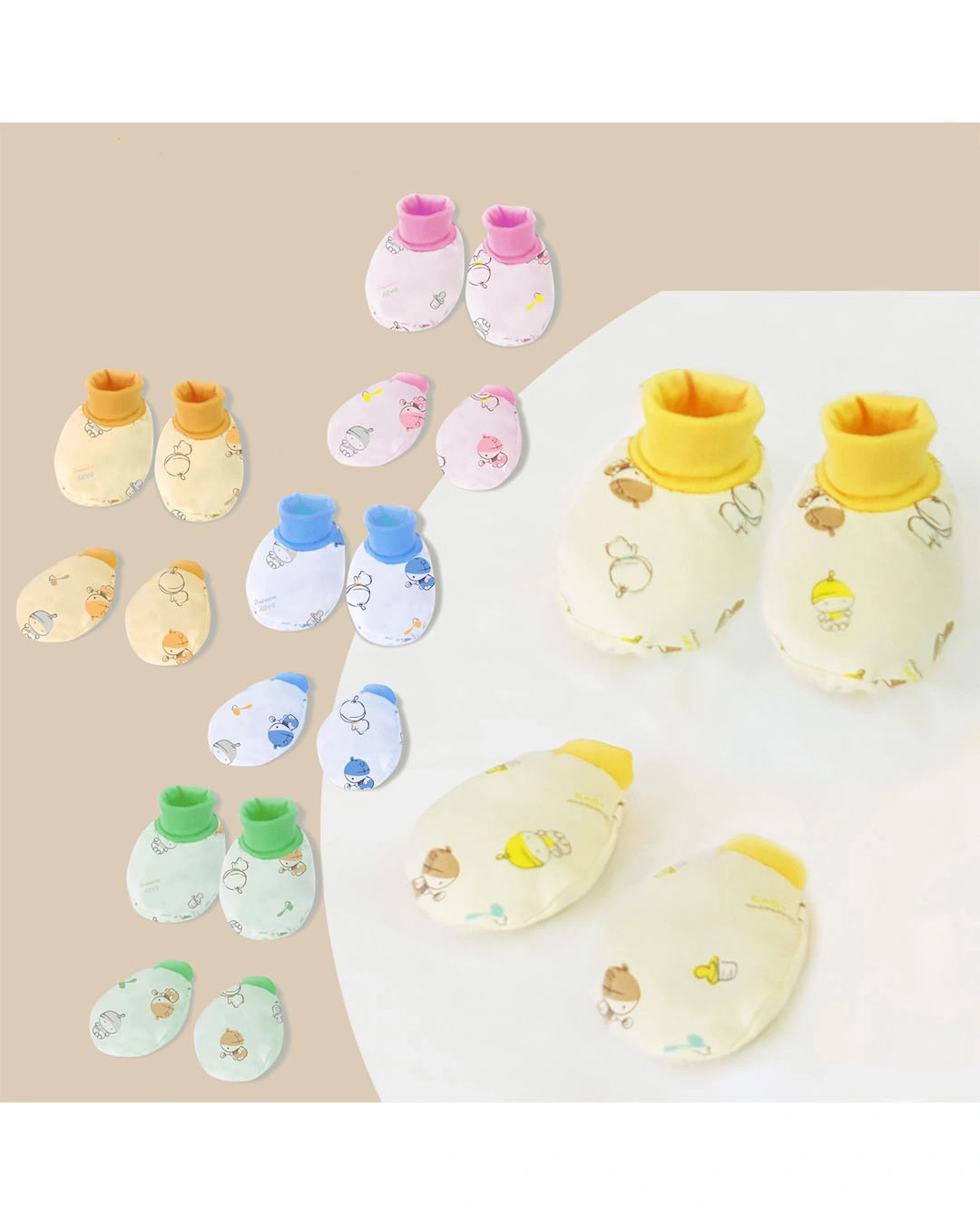 Set nón, bao tay bao chân BabyMommy bo in họa tiết em bé - Màu ngẫu nhiên (0 - 3 tháng) 3
