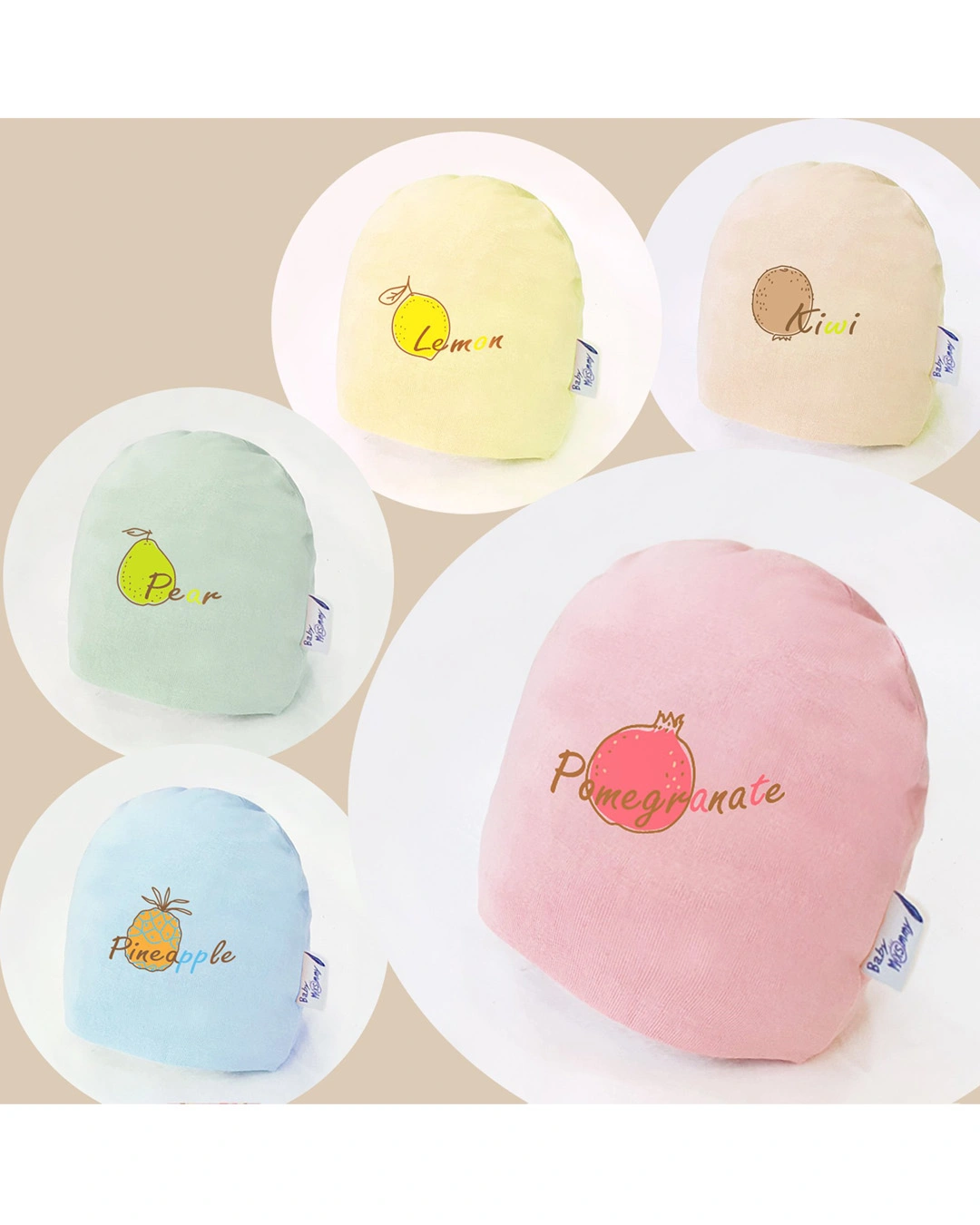 Set nón, bao tay bao chân BabyMommy 2 lớp in trái cây - Màu ngẫu nhiên (0 - 3 tháng) 2