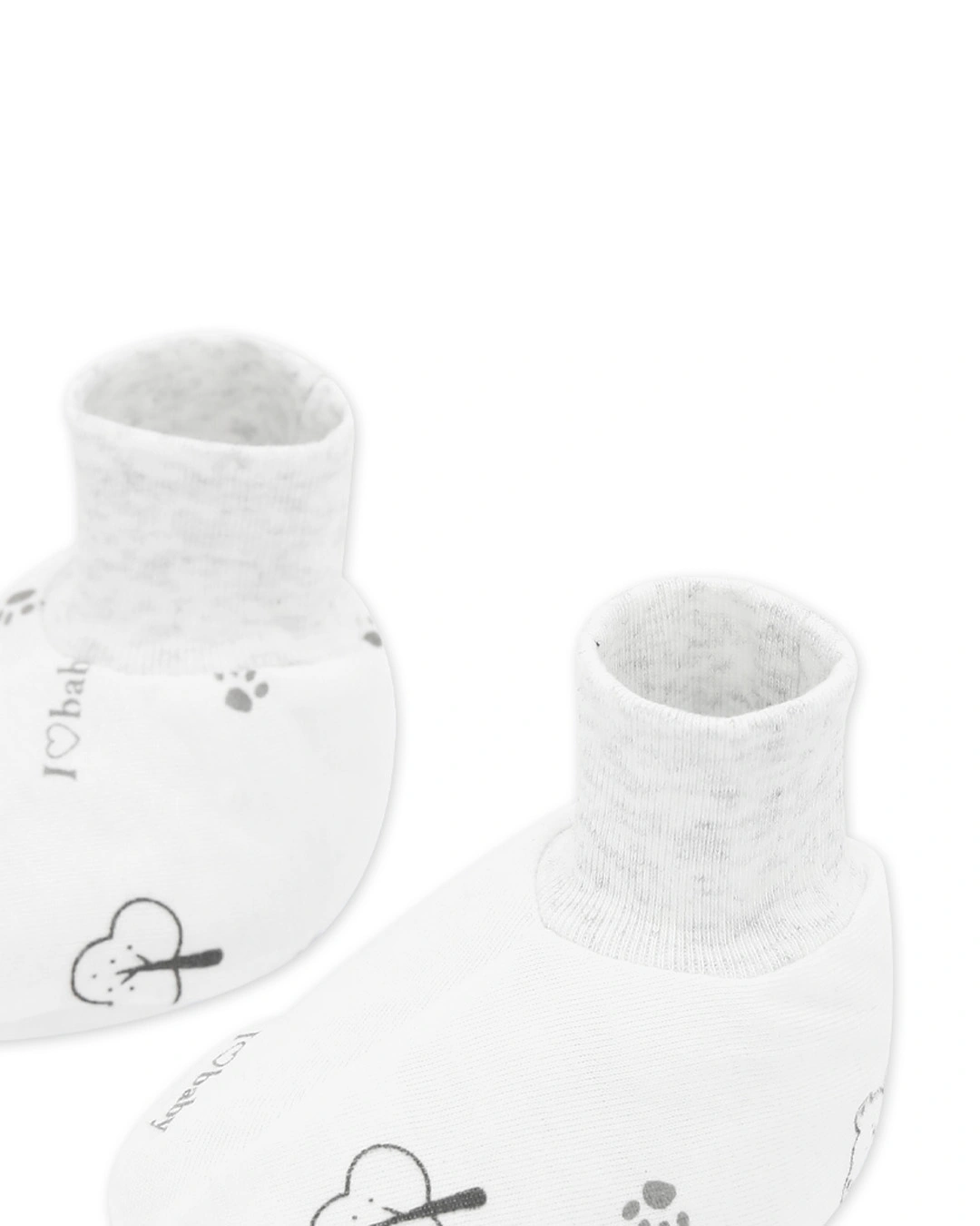 Set nón, bao tay bao chân in gấu xám IQ Baby màu trắng (0 - 3 tháng) 8