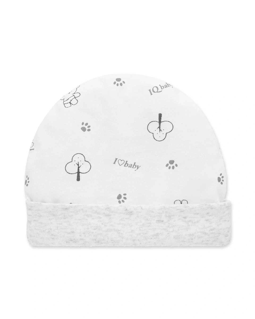 Set nón, bao tay bao chân in gấu xám IQ Baby màu trắng (0 - 3 tháng) 2
