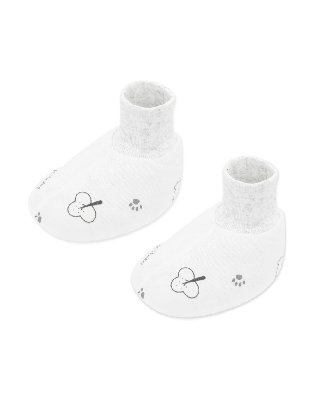 Set nón, bao tay bao chân in gấu xám IQ Baby màu trắng (0 - 3 tháng) 5