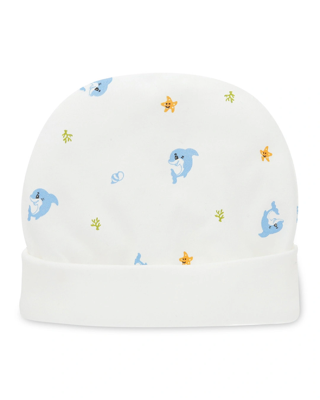 Set nón, bao tay bao chân in cá heo xanh IQ Baby màu trắng (0 - 3 tháng) 3