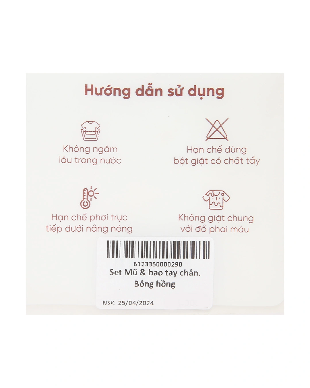 Set nón, bao tay bao chân in hoa hồng IQ Baby màu trắng (0 - 3 tháng) 10