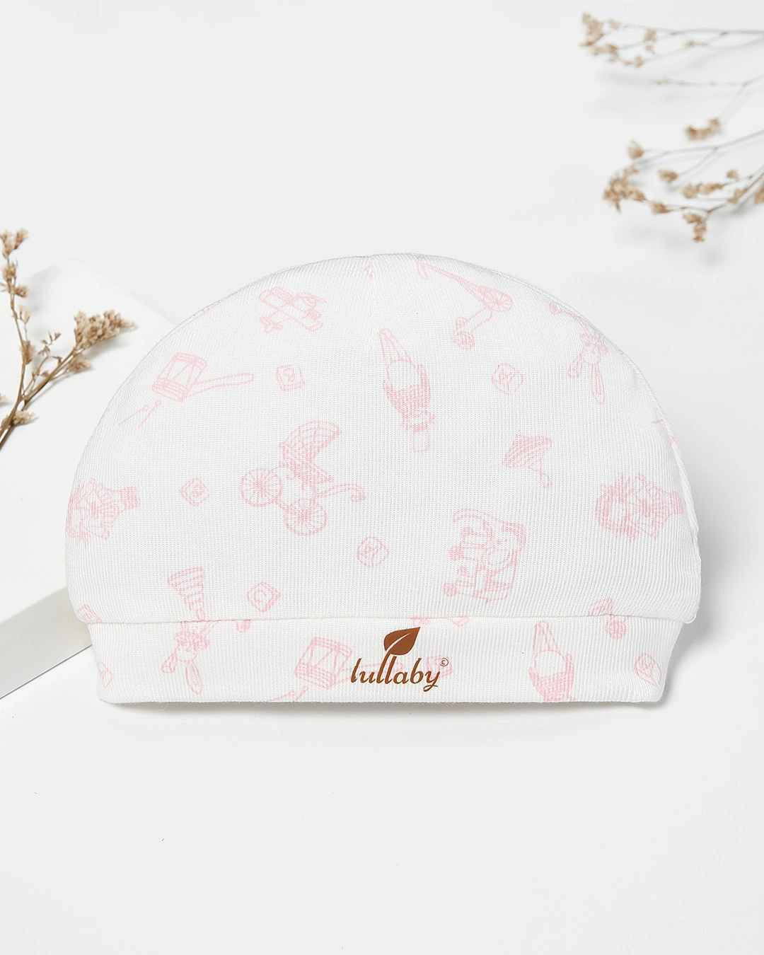 Set nón, bao tay bao chân in hình hồng Lullaby NH847R màu trắng (0 - 1 tháng) 2