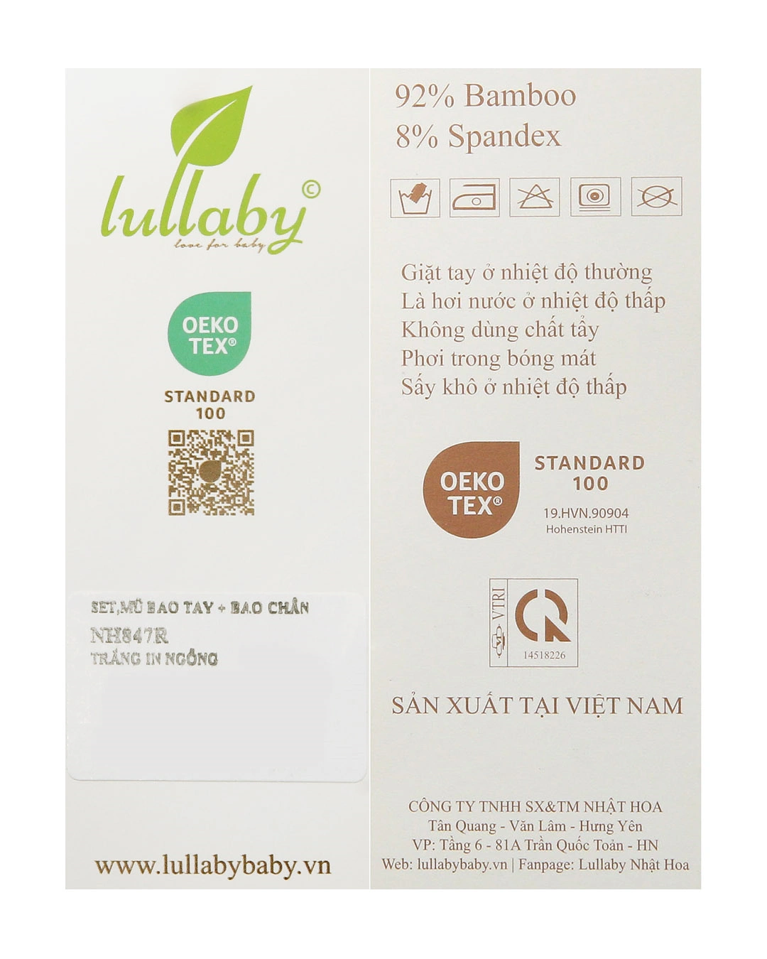 Set nón, bao tay bao chân in hình đa sắc Lullaby NH847R màu trắng (0 - 1 tháng) 40