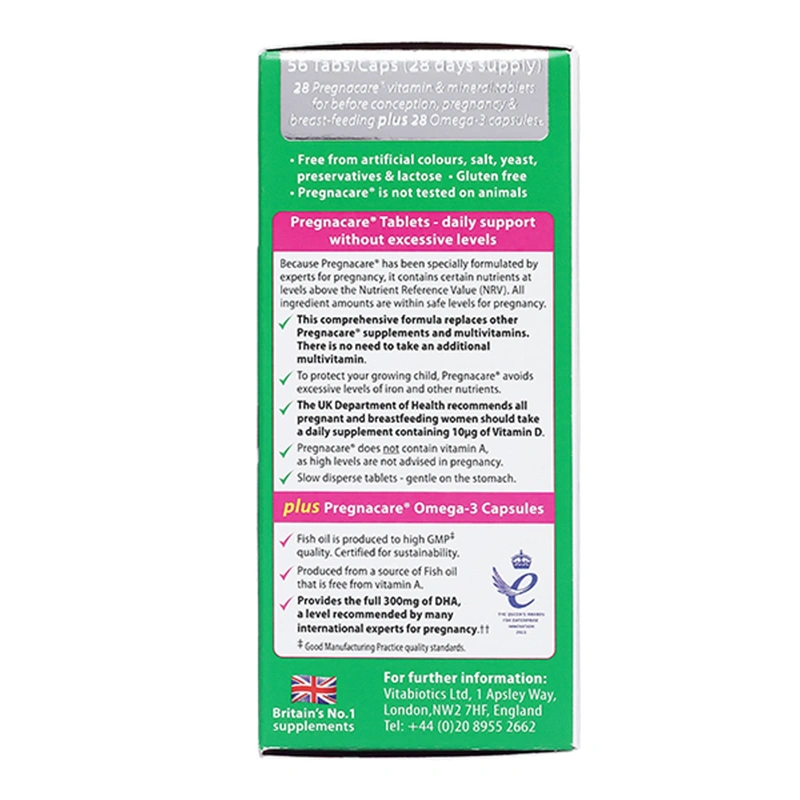 Vitabiotics Pregnacare Plus Omega 3 bổ sung vitamin và khoáng chất, 56 viên dạng viên 5