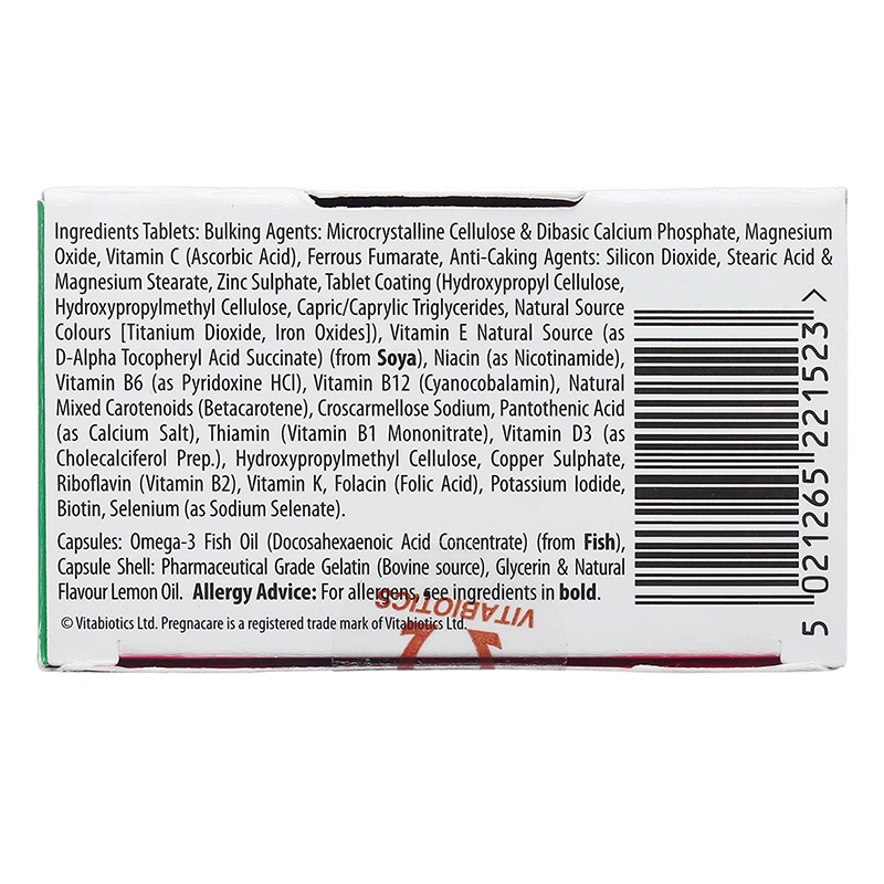 Vitabiotics Pregnacare Plus Omega 3 bổ sung vitamin và khoáng chất, 56 viên dạng viên 6