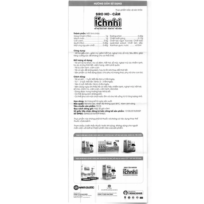 Siro Nam Dược Ích Nhi giảm ho, cảm và tiêu đờm, 30 gói dạng uống (từ 0 tháng) 6