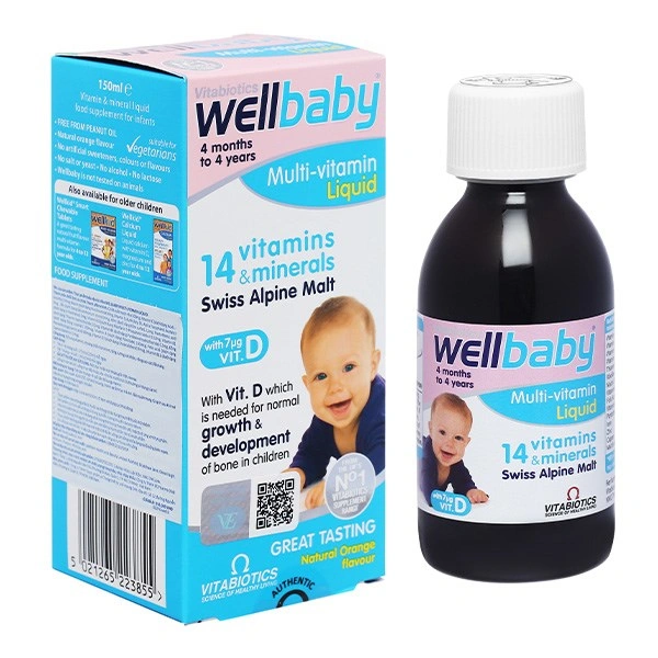 Siro Vitabiotics Wellbaby tăng sức đề kháng hương cam, 150 ml dạng uống (4 tháng - 4 tuổi) 1