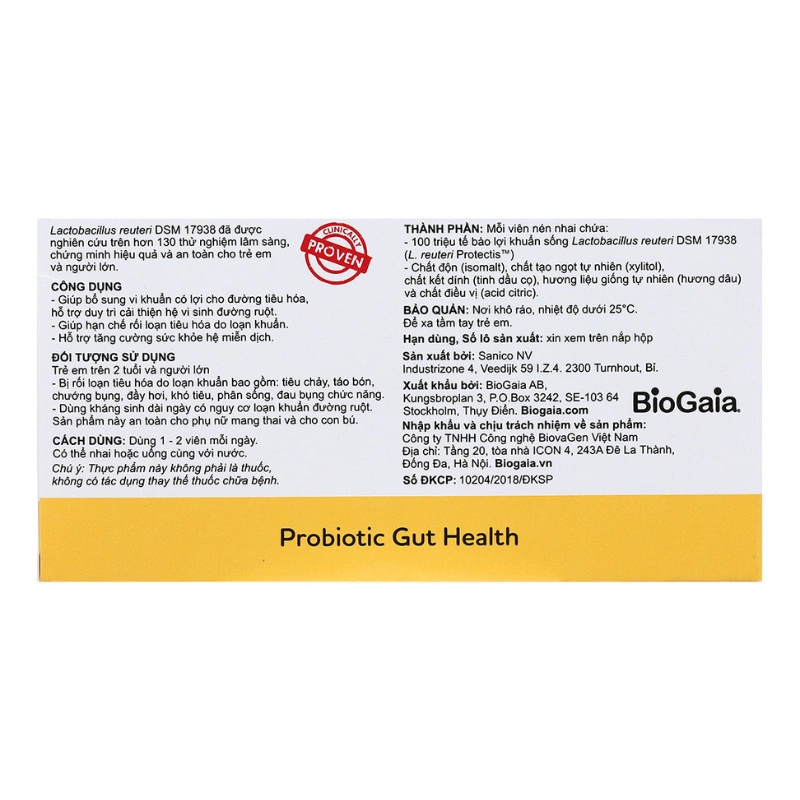 Men vi sinh BioGaia Protectis Tablets hỗ trợ cải thiện hệ vi sinh đường ruột hương dâu, 10 viên dạng viên (từ 2 tuổi) 3
