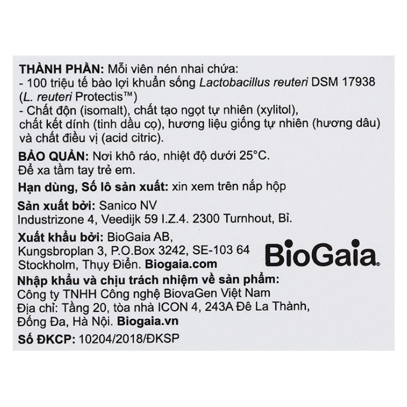 Men vi sinh BioGaia Protectis Tablets hỗ trợ cải thiện hệ vi sinh đường ruột hương dâu, 10 viên dạng viên (từ 2 tuổi) 6