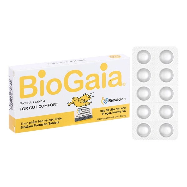 Men vi sinh BioGaia Protectis Tablets hỗ trợ cải thiện hệ vi sinh đường ruột hương dâu, 10 viên dạng viên (từ 2 tuổi) 1