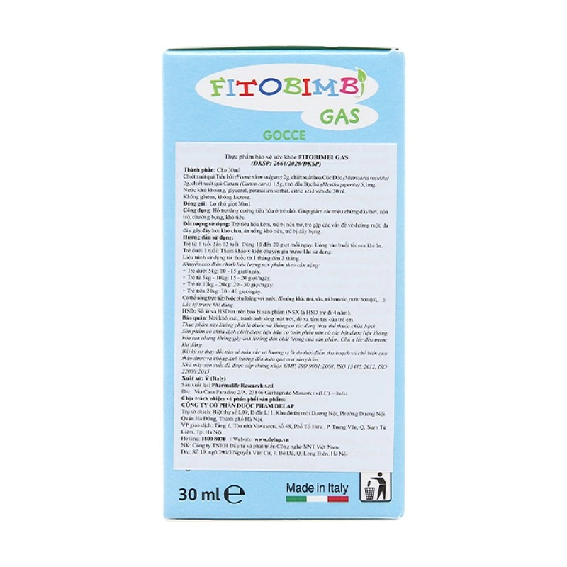 Fitobimbi Gas hỗ trợ tăng cường tiêu hóa, 30 ml dạng nhỏ giọt (1 - 12 tuổi) 3